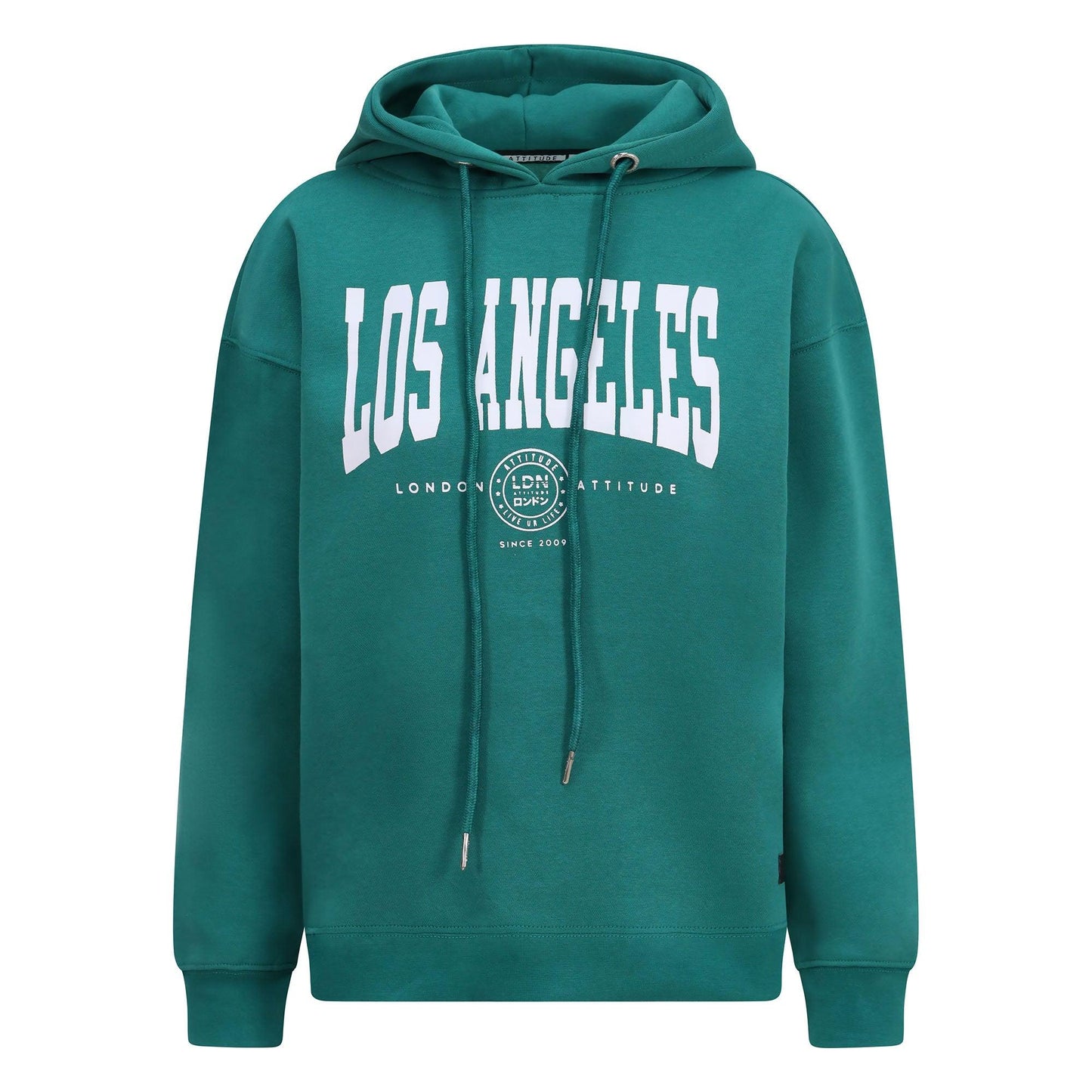 Women's Relaxed Fit "Los Angeles" Printed Hoodie Green - London Attitude