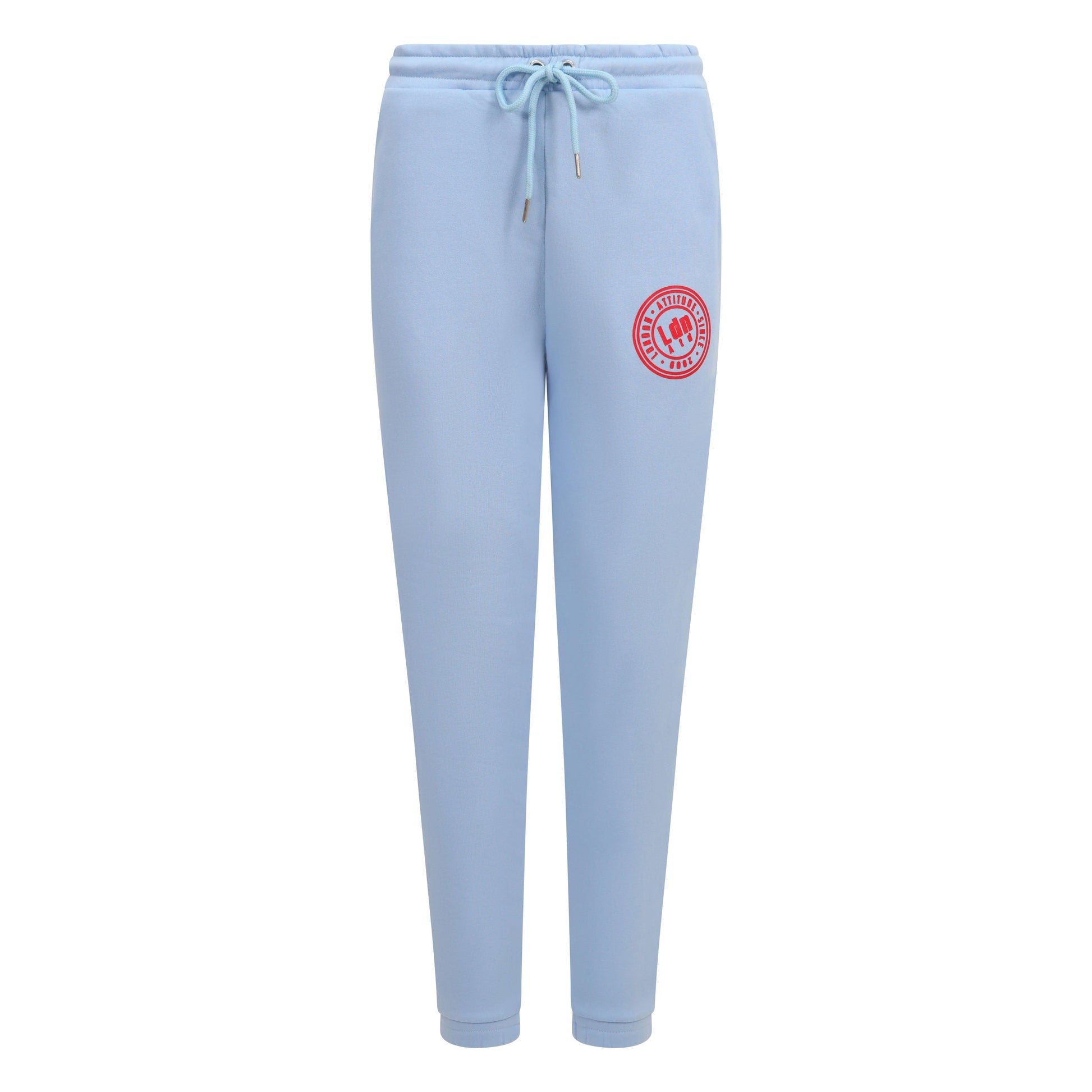 Women's High-Waist Joggers with Logo Print Sky Blue - London Attitude