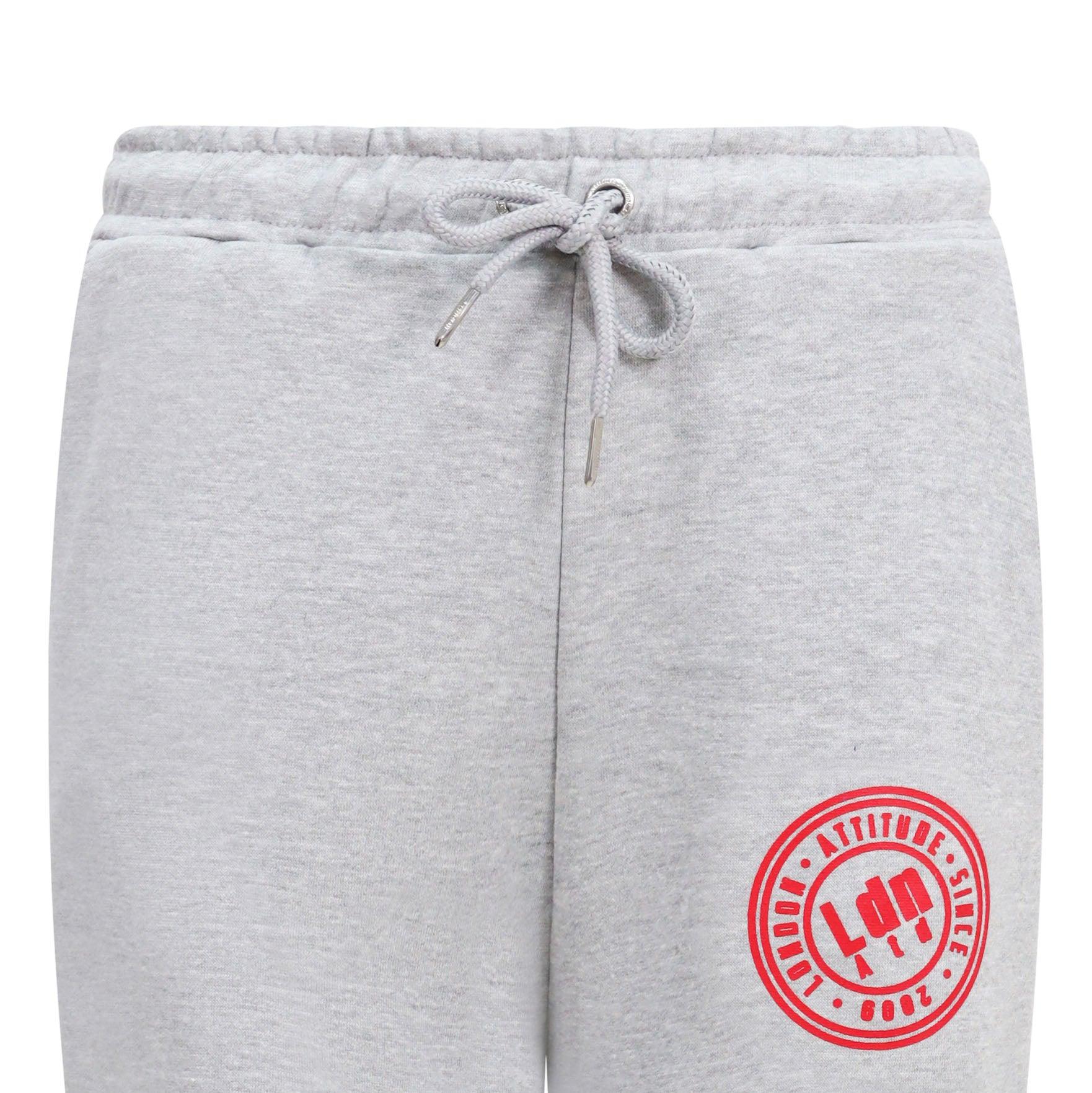 Women's High-Waist Joggers with Logo Print Grey - London Attitude