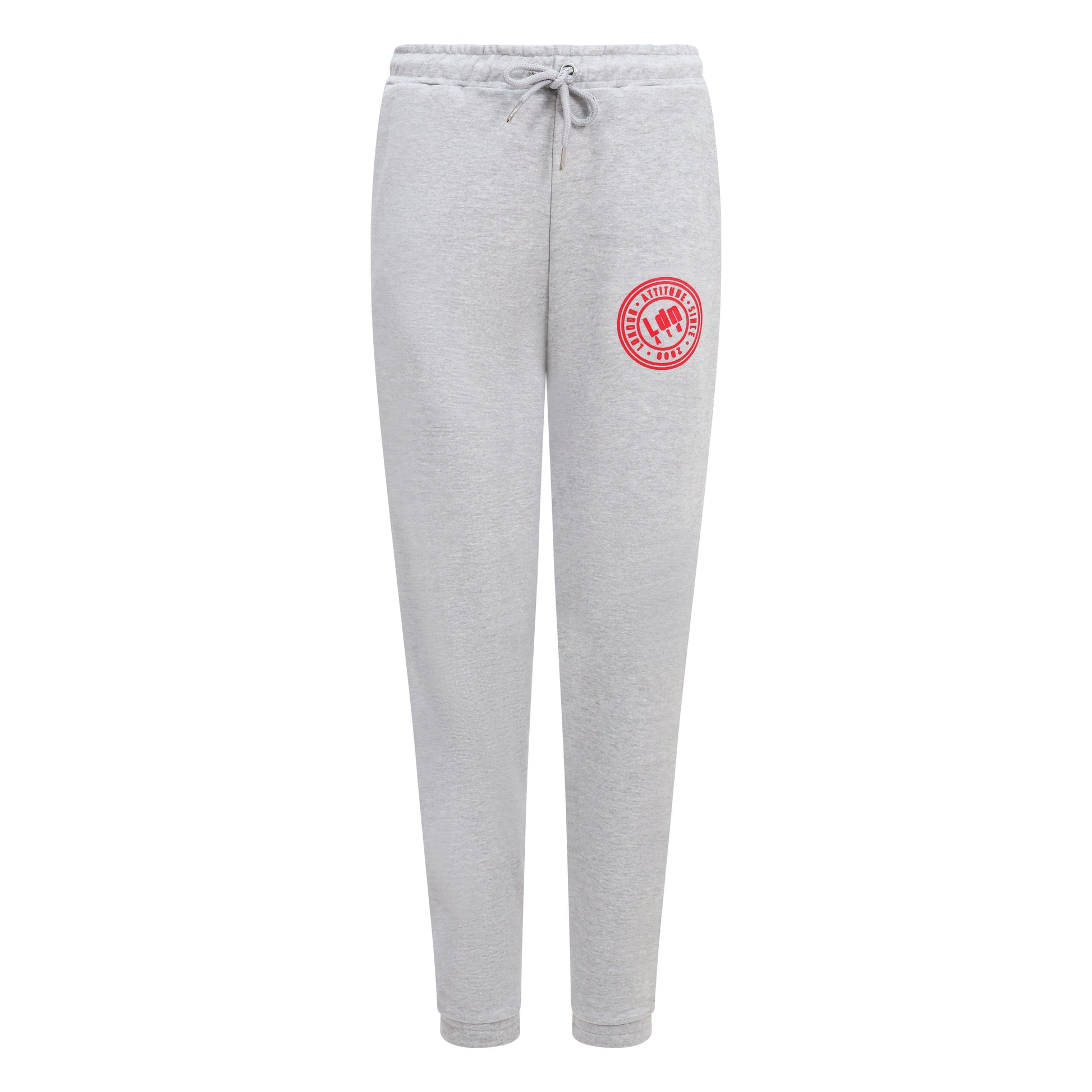 Women's High-Waist Joggers with Logo Print Grey - London Attitude