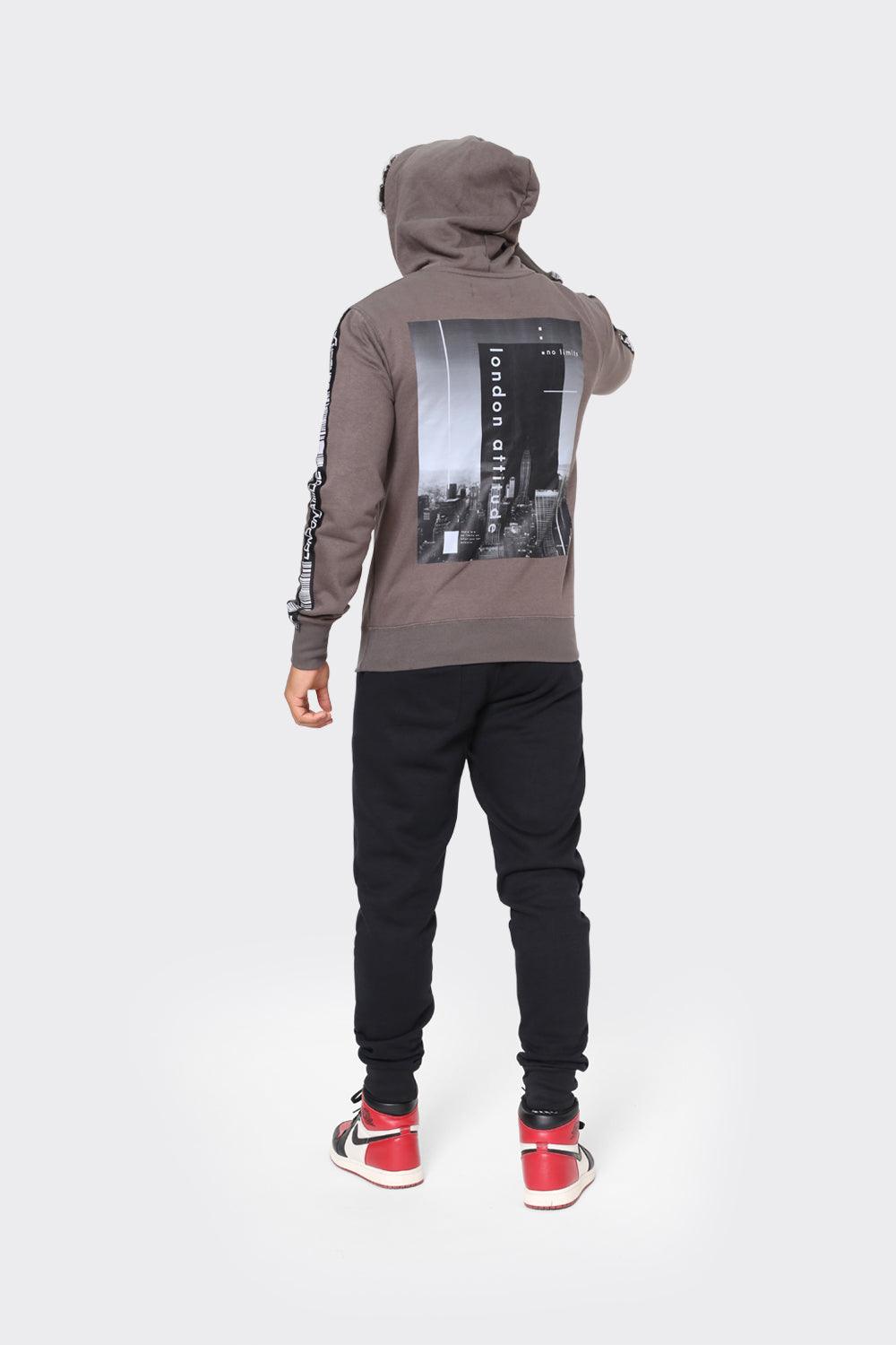 Men's Cityscape Hoodie with Taped Sleeve - London Attitude