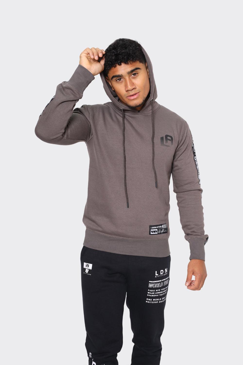 Men's Cityscape Hoodie with Taped Sleeve - London Attitude