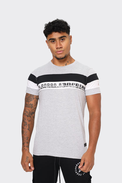 Men's Grey London Attitude T-Shirt with Stripe Graphic