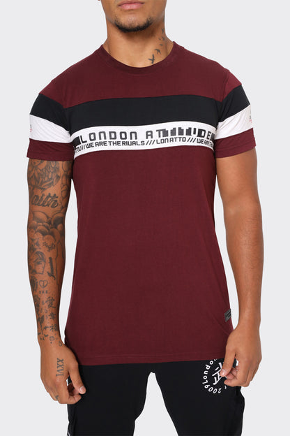 Men's Burgundy London Attitude T-Shirt with Stripe Graphic