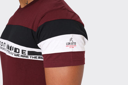 Men's Burgundy London Attitude T-Shirt with Stripe Graphic