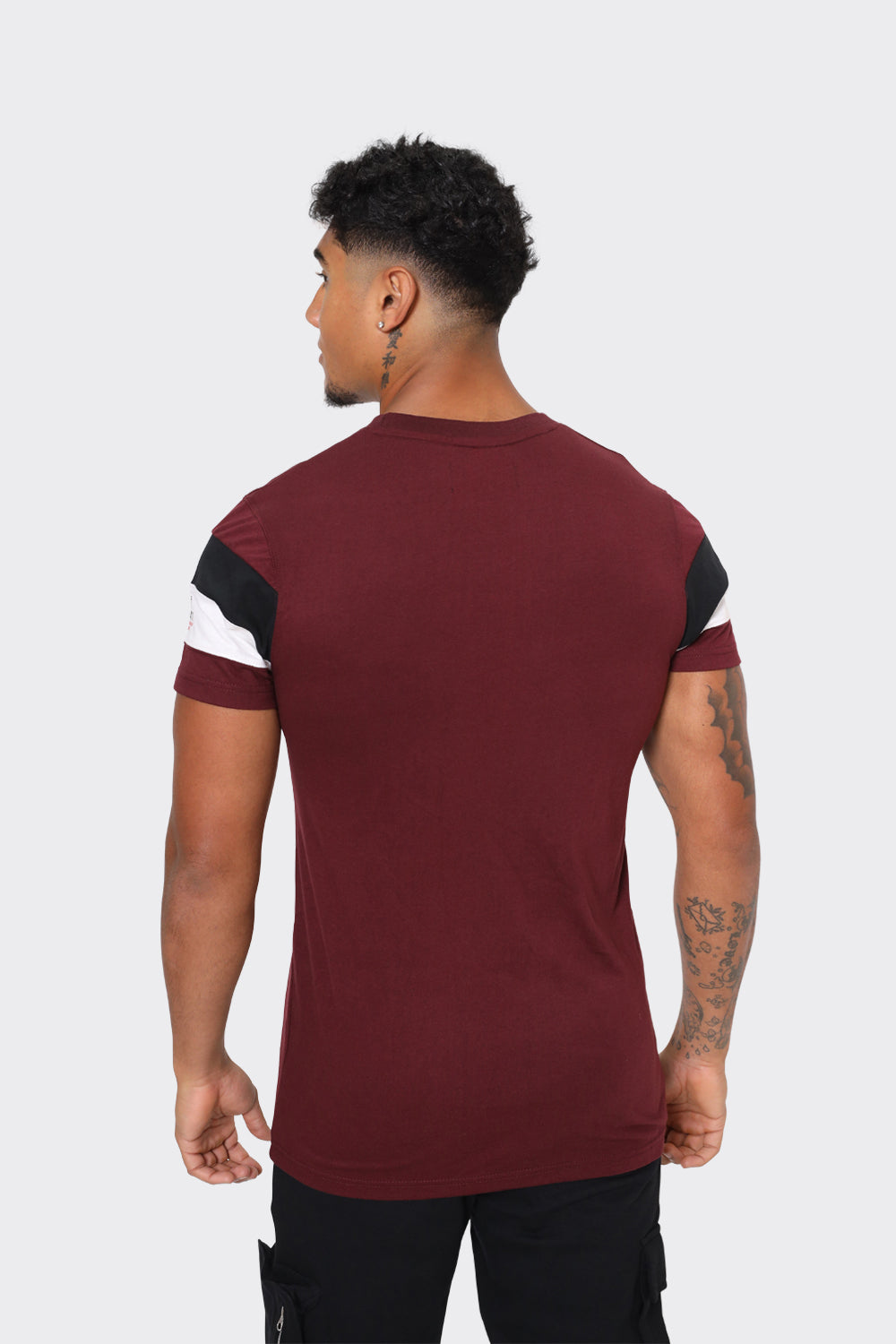 Men's Burgundy London Attitude T-Shirt with Stripe Graphic