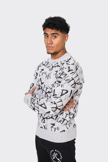 Men's  All-Over Print Sweatshirt with "LDN ATD" Graphic - London Attitude