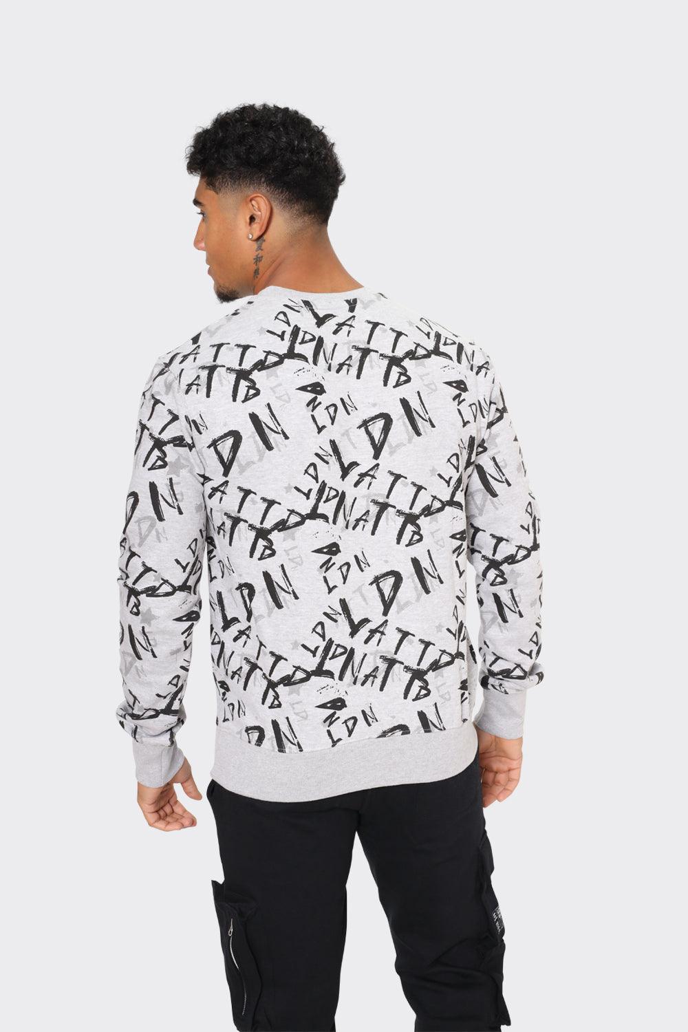 Men's  All-Over Print Sweatshirt with "LDN ATD" Graphic - London Attitude