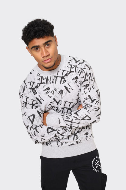 Men's  All-Over Print Sweatshirt with "LDN ATD" Graphic - London Attitude