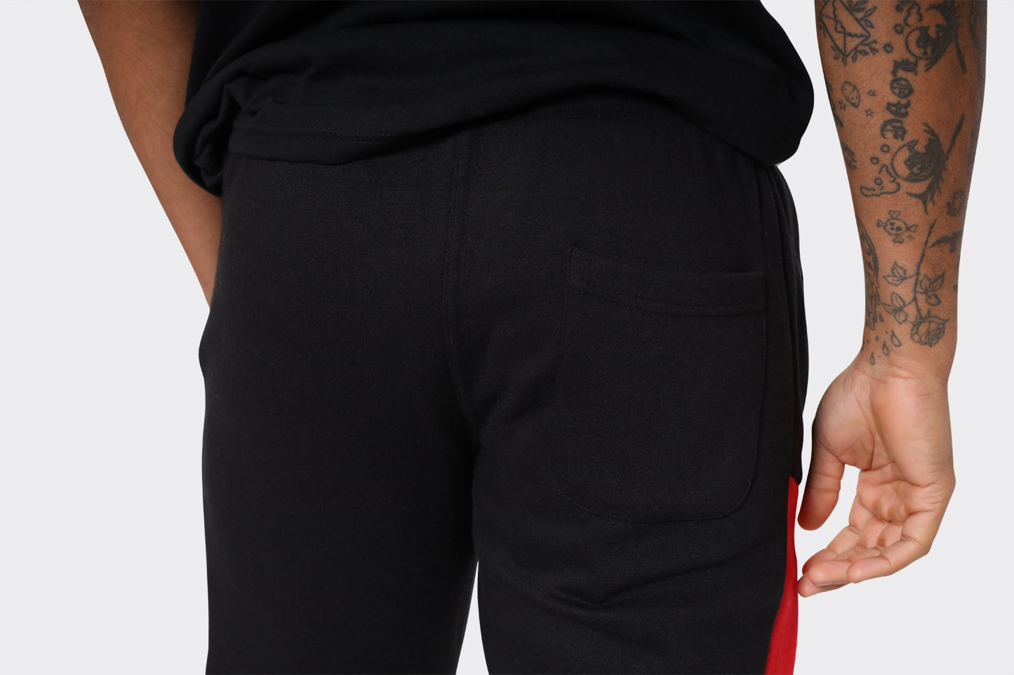 Men's Colour Block Joggers in Red, Grey & Black