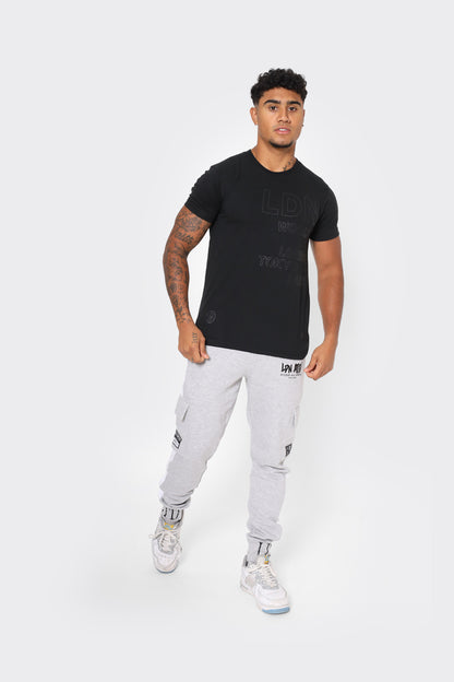 LDN Attitude Embossed Print T-Shirts in Black