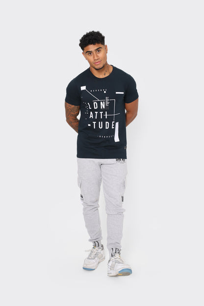 LDN Attitude Graphic Tee  in Dark Blue