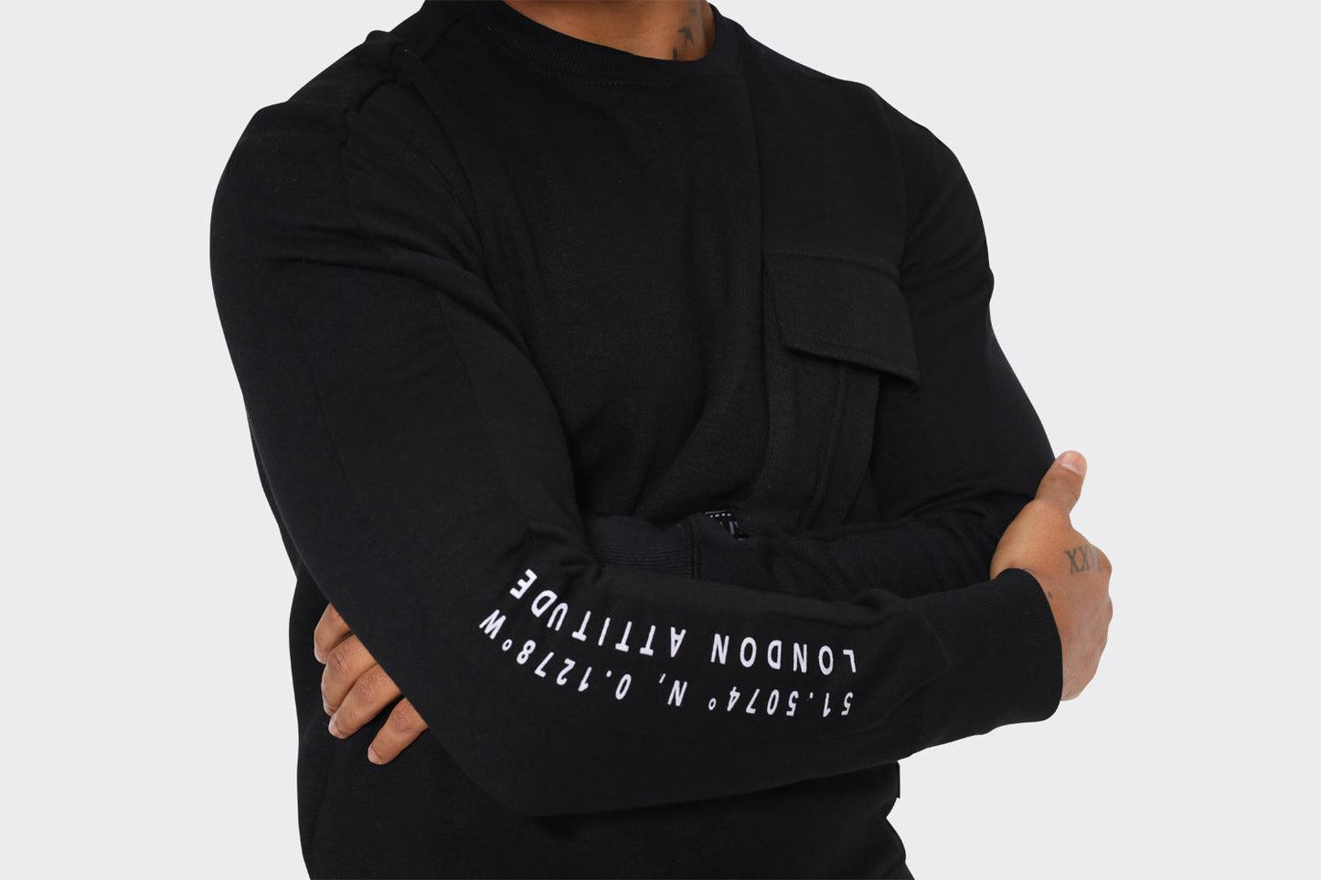 London Attitude Black Utility Pocket Sweatshirt - London Attitude