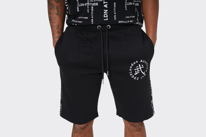 London Attitude Men's Black Cargo Shorts with Logo Detailing