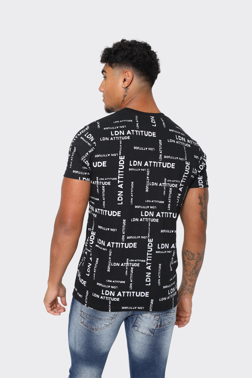 LDN Attitude All-Over Print Men's T-Shirt  in Black