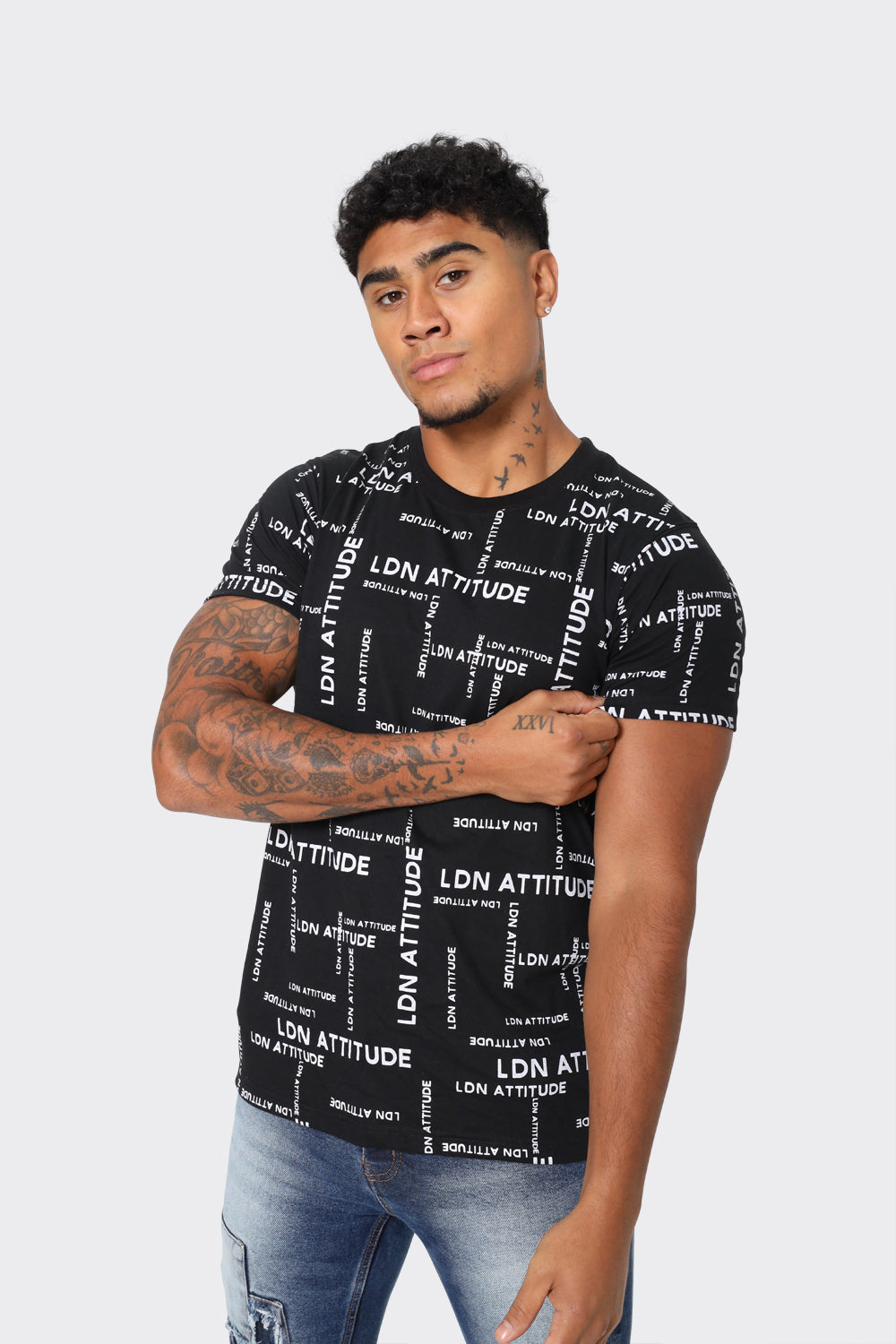 LDN Attitude All-Over Print Men's T-Shirt  in Black