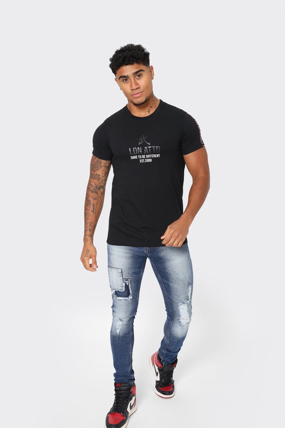 Men's LDN ATTD Black Crew Neck - "Dare to Be Different" Graphic T-Shirt