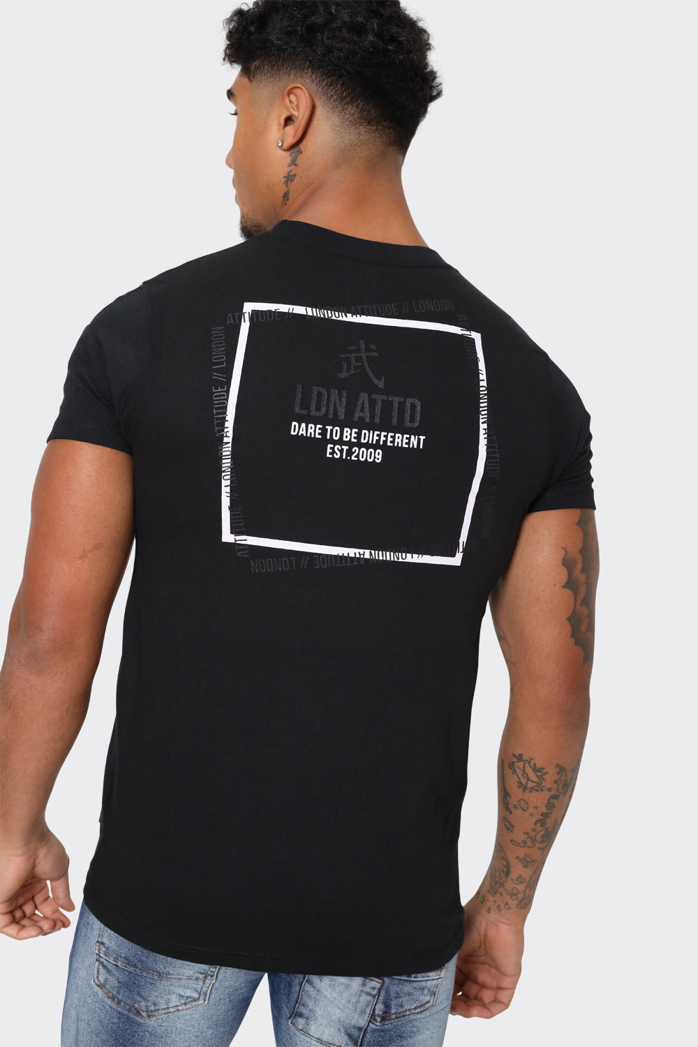 Men's LDN ATTD Black Crew Neck - "Dare to Be Different" Graphic T-Shirt