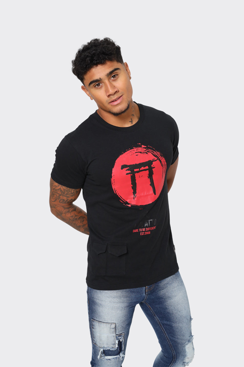 LDN ATTD Black T-Shirt with Red Torii Gate Graphic