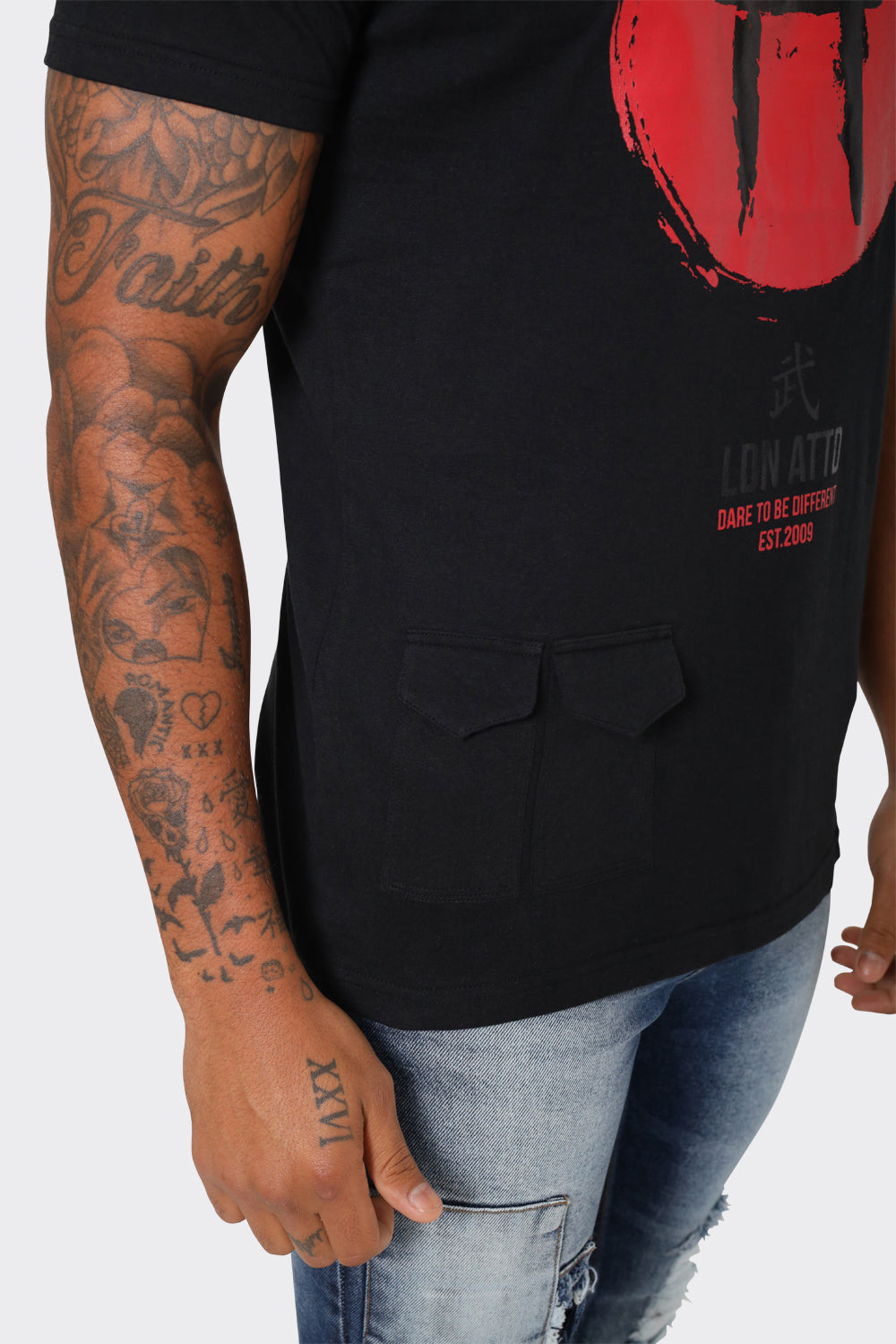 LDN ATTD Black T-Shirt with Red Torii Gate Graphic