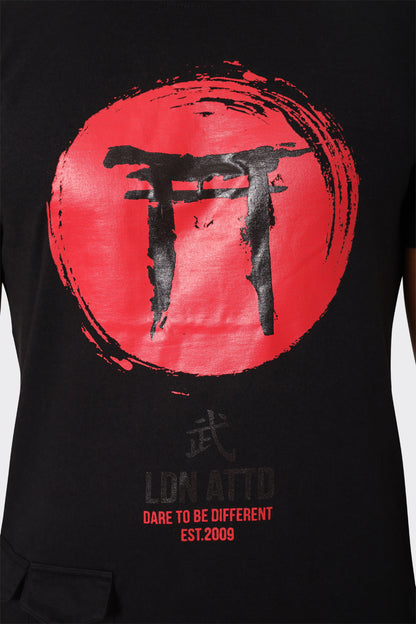 LDN ATTD Black T-Shirt with Red Torii Gate Graphic