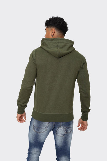 Hoodie with Urban Skyline Graphic in Olive Green - London Attitude