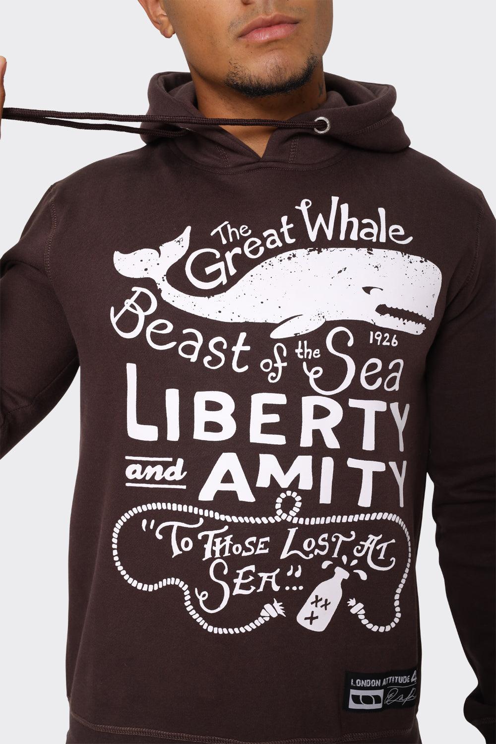 Nautical Whale Graphic Print Hoodie - London Attitude