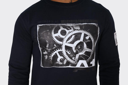 Navy Industrial-Inspired Graphic Sweatshirt - London Attitude