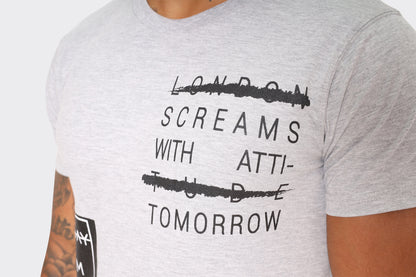 London Attitude 'London Screams with Attitude Tomorrow' Graphic T-Shirt in Grey