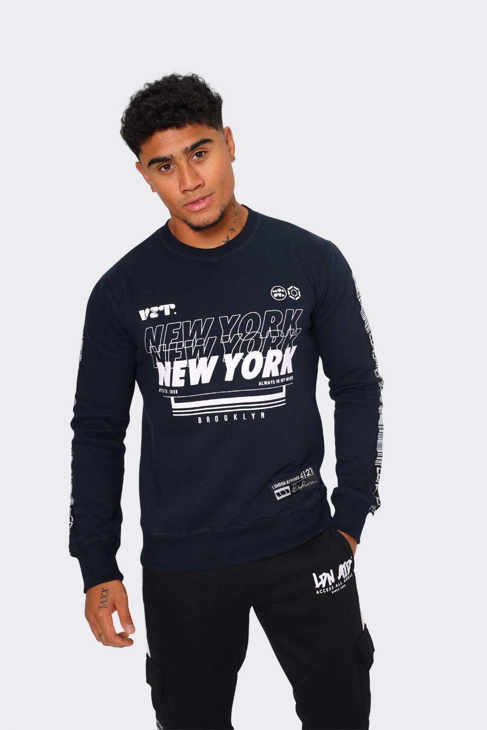 "New York Brooklyn" Sweatshirt Dark Blue - London Attitude