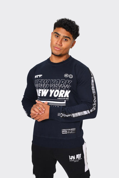 "New York Brooklyn" Sweatshirt Dark Blue - London Attitude