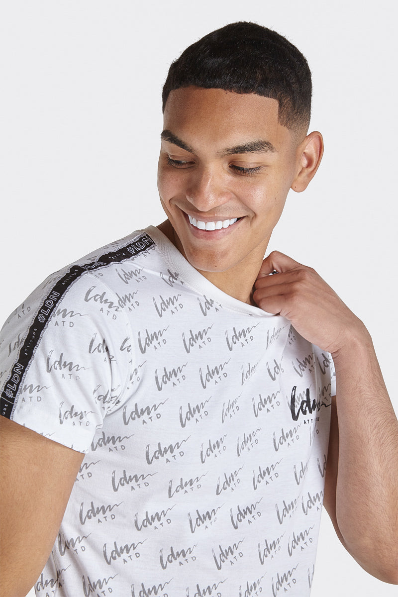 LDN ATTD White Signature All Over Print T-Shirts