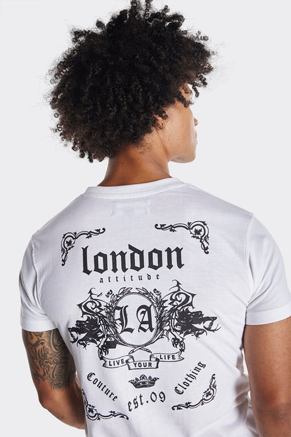 London Attitude Graphic Print T-Shirts in White