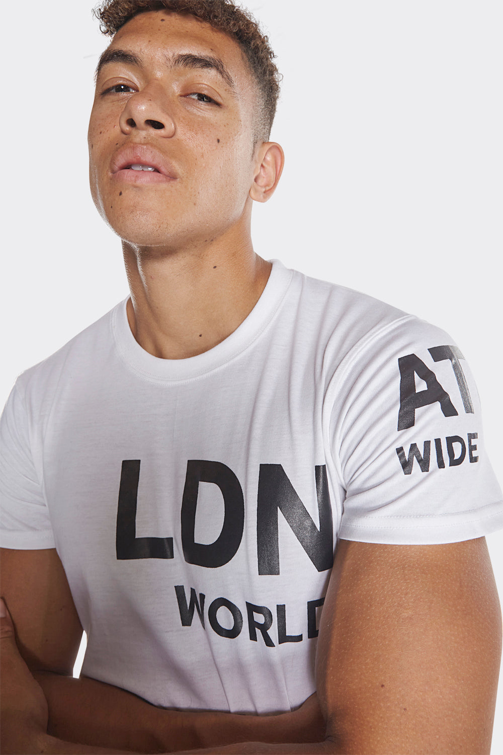 LDN World Wide Men's T-Shirt - White with Bold Black Print