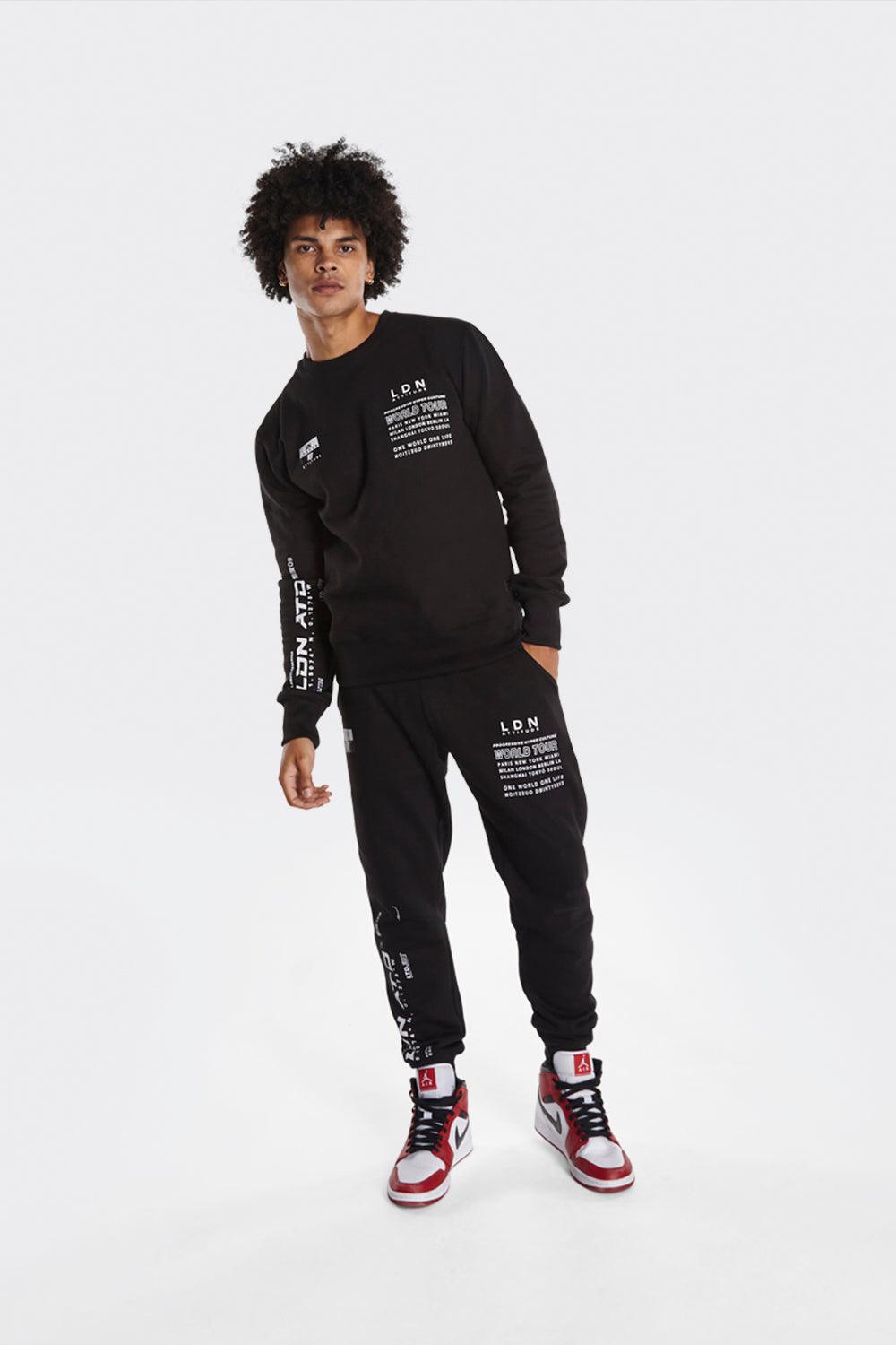 London Attitude "World Tour" Graphic Sweatshirt in Black - London Attitude