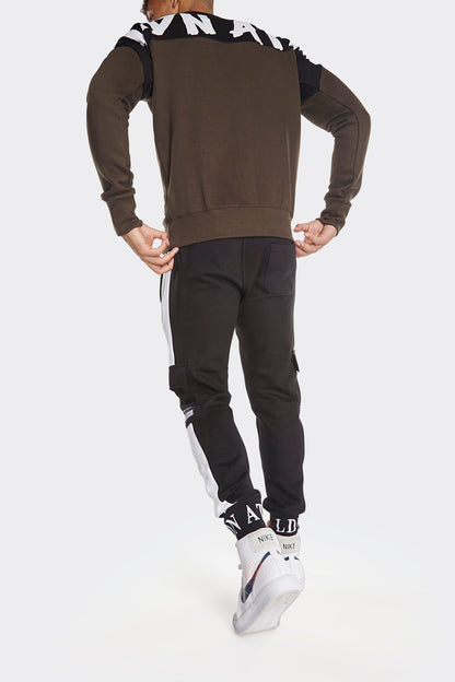 Men's Black and White Stripe Cargo Joggers with LDN ATD Cuffs