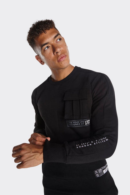 London Attitude Black Utility Pocket Sweatshirt - London Attitude