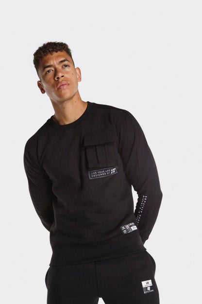 London Attitude Black Utility Pocket Sweatshirt - London Attitude