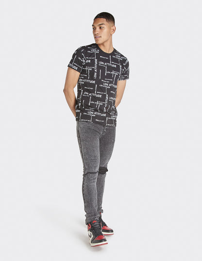 LDN Attitude All-Over Print Men's T-Shirt  in Black